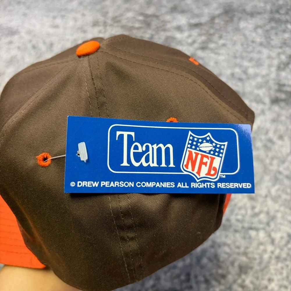 NWT Vintage 90s Cleveland Browns Drew Pearson Hat Snap Back NFL Brown Orange